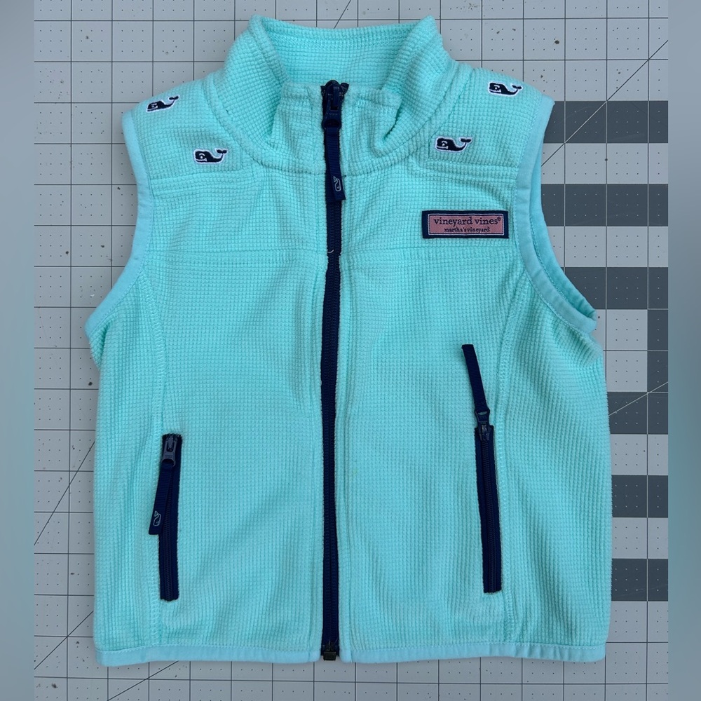 Vineyard Vines Aqua Blue Textured fleece Vest
